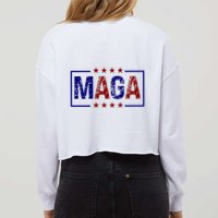 Maga Pocket Size Print Front And Back Cropped Pullover Crew