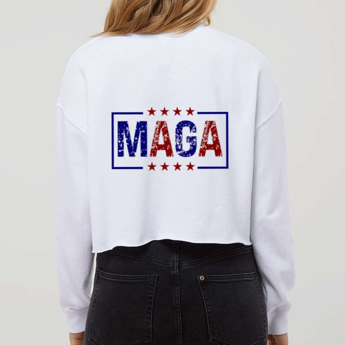 Maga Pocket Size Print Front And Back Cropped Pullover Crew