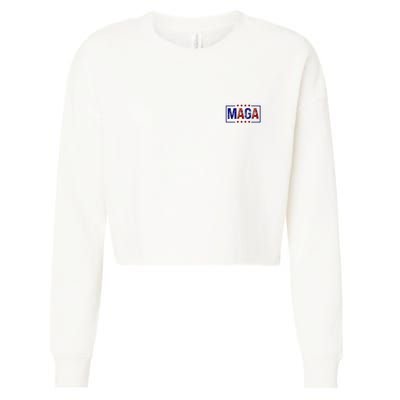 Maga Pocket Size Print Front And Back Cropped Pullover Crew