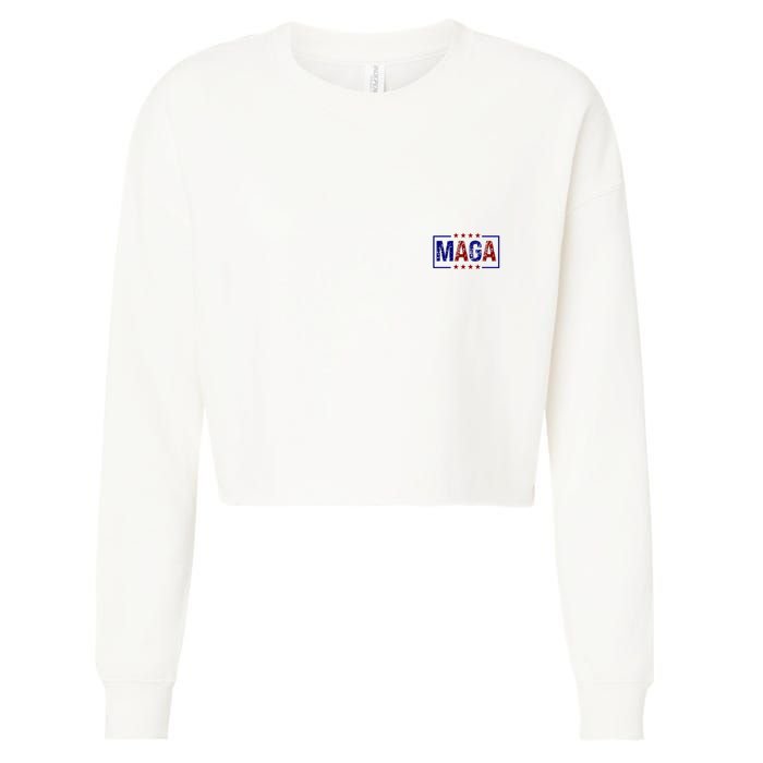 Maga Pocket Size Print Front And Back Cropped Pullover Crew