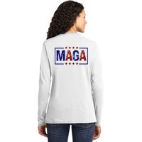 Maga Pocket Size Print Front And Back Ladies Long Sleeve Shirt