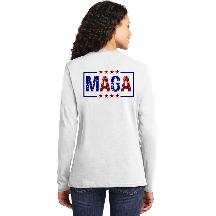 Maga Pocket Size Print Front And Back Ladies Long Sleeve Shirt