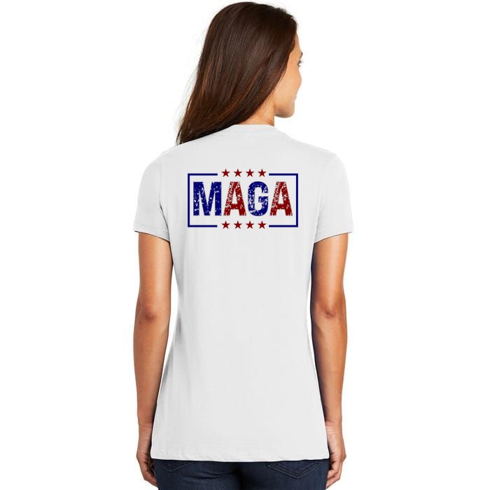 Maga Pocket Size Print Front And Back Women's V-Neck T-Shirt