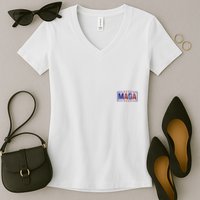 Maga Pocket Size Print Front And Back Women's V-Neck T-Shirt
