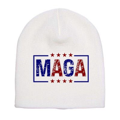 Maga Pocket Size Print Front And Back Short Acrylic Beanie