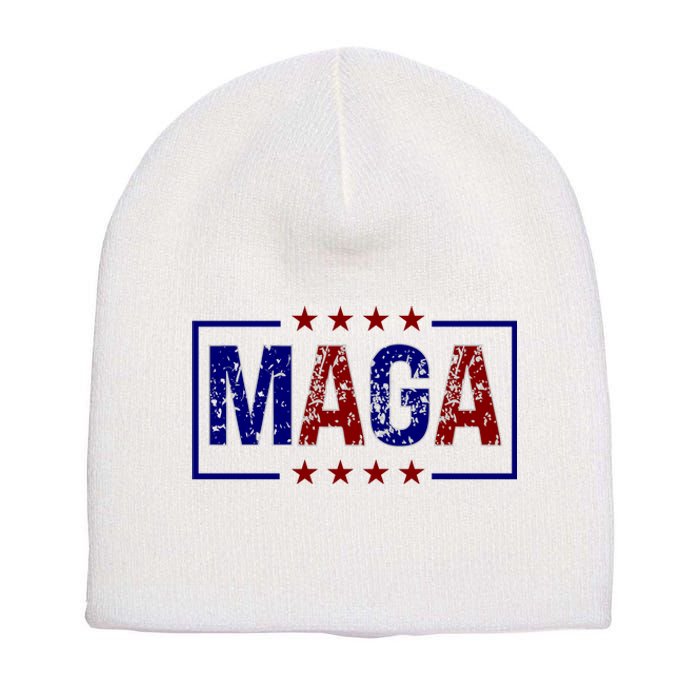 Maga Pocket Size Print Front And Back Short Acrylic Beanie