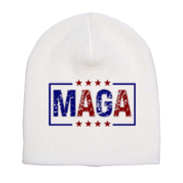 Maga Pocket Size Print Front And Back Short Acrylic Beanie