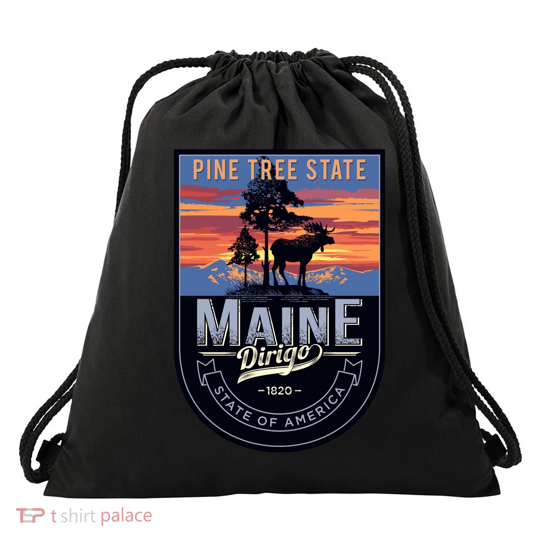 Main Pine Tree State Drawstring Bag