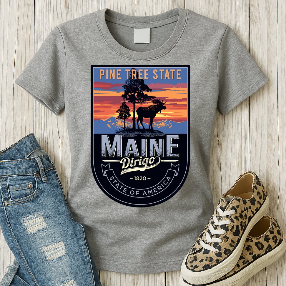Main Pine Tree State Womens T-Shirt