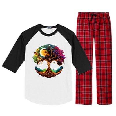 Moon Phases Tree Of Life Raglan Sleeve Pajama Set