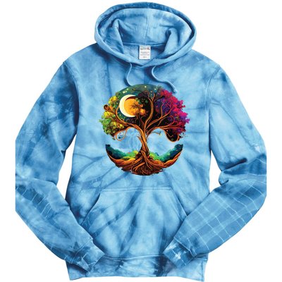 Moon Phases Tree Of Life Tie Dye Hoodie