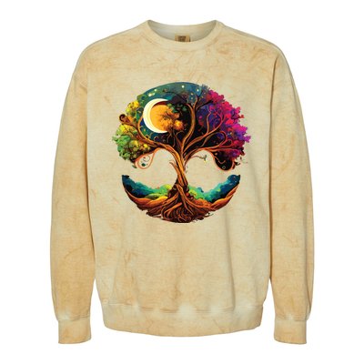 Moon Phases Tree Of Life Colorblast Crewneck Sweatshirt