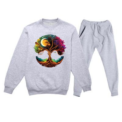 Moon Phases Tree Of Life Premium Crewneck Sweatsuit Set