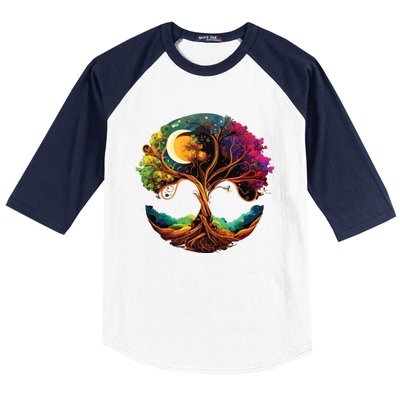 Moon Phases Tree Of Life Baseball Sleeve Shirt