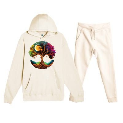 Moon Phases Tree Of Life Premium Hooded Sweatsuit Set