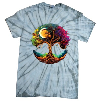 Moon Phases Tree Of Life Tie-Dye T-Shirt