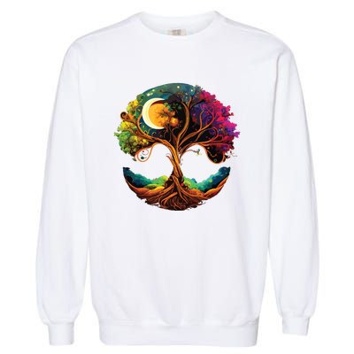 Moon Phases Tree Of Life Garment-Dyed Sweatshirt