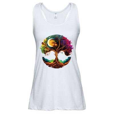 Moon Phases Tree Of Life Ladies Essential Flowy Tank