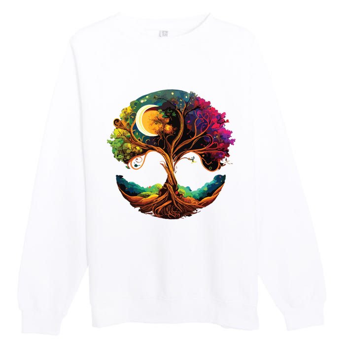 Moon Phases Tree Of Life Premium Crewneck Sweatshirt