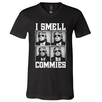 My President Trump I Smell Commies V-Neck T-Shirt