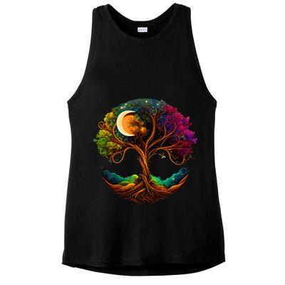 Moon Phases Tree Of Life Ladies PosiCharge Tri-Blend Wicking Tank