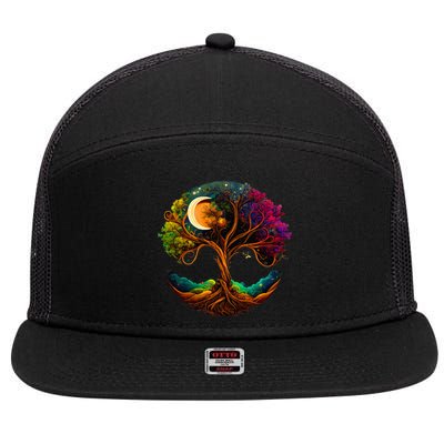 Moon Phases Tree Of Life 7 Panel Mesh Trucker Snapback Hat
