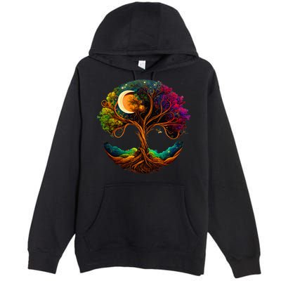 Moon Phases Tree Of Life Premium Pullover Hoodie