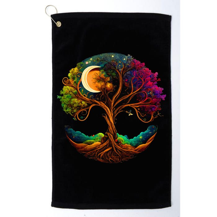 Moon Phases Tree Of Life Golf Towel