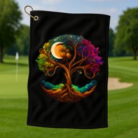 Moon Phases Tree Of Life Golf Towel