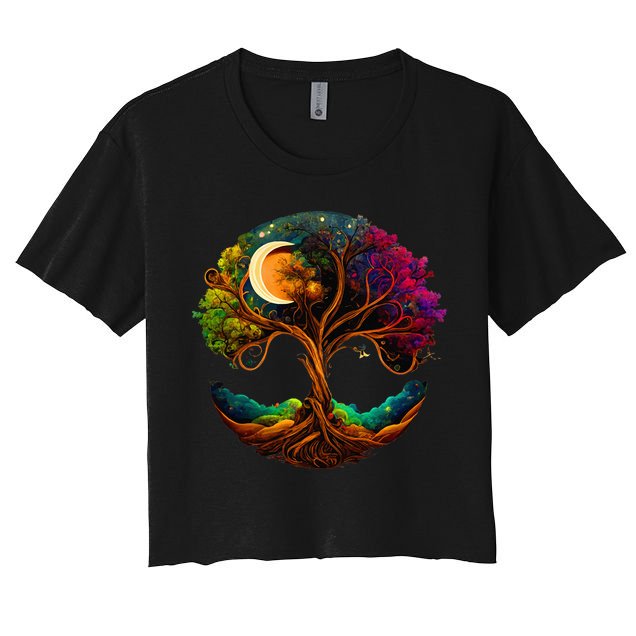 Moon Phases Tree Of Life Crop Top