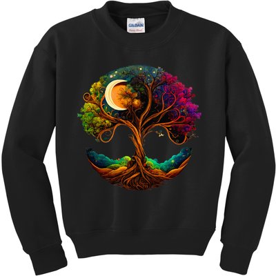 Moon Phases Tree Of Life Kids Sweatshirt
