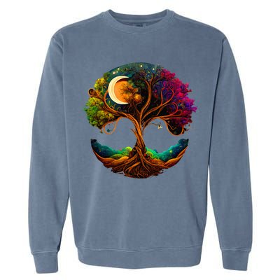 Moon Phases Tree Of Life Garment-Dyed Sweatshirt