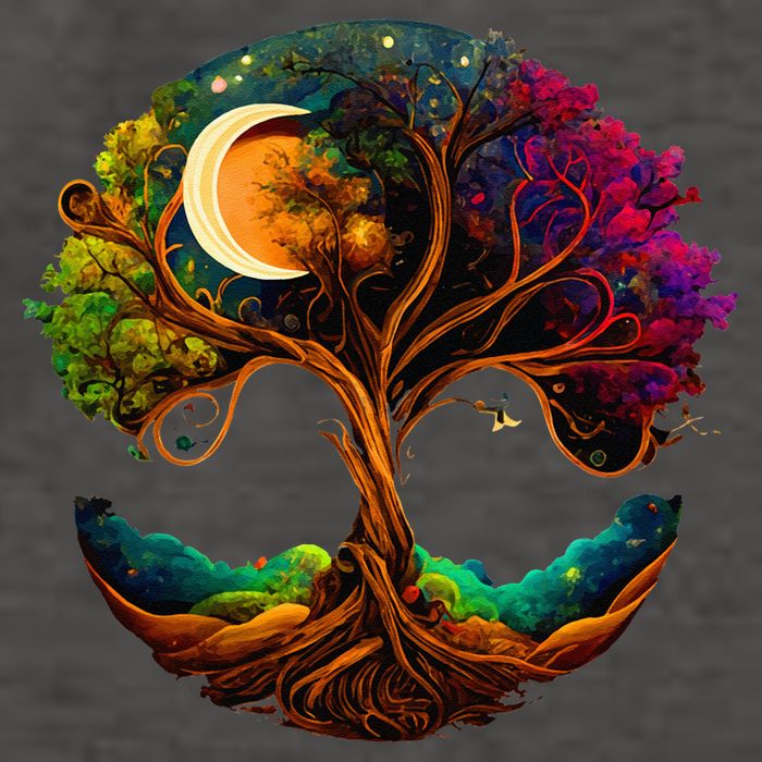Moon Phases Tree Of Life Vector Backpack