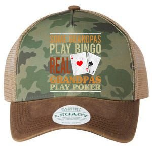 Mens Poker Texas Holdem Real Grandpas Play Poker Funny Granddad Legacy Tie Dye Trucker Hat