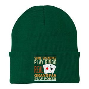 Mens Poker Texas Holdem Real Grandpas Play Poker Funny Granddad Knit Cap Winter Beanie