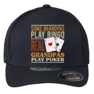 Mens Poker Texas Holdem Real Grandpas Play Poker Funny Granddad Flexfit Unipanel Trucker Cap