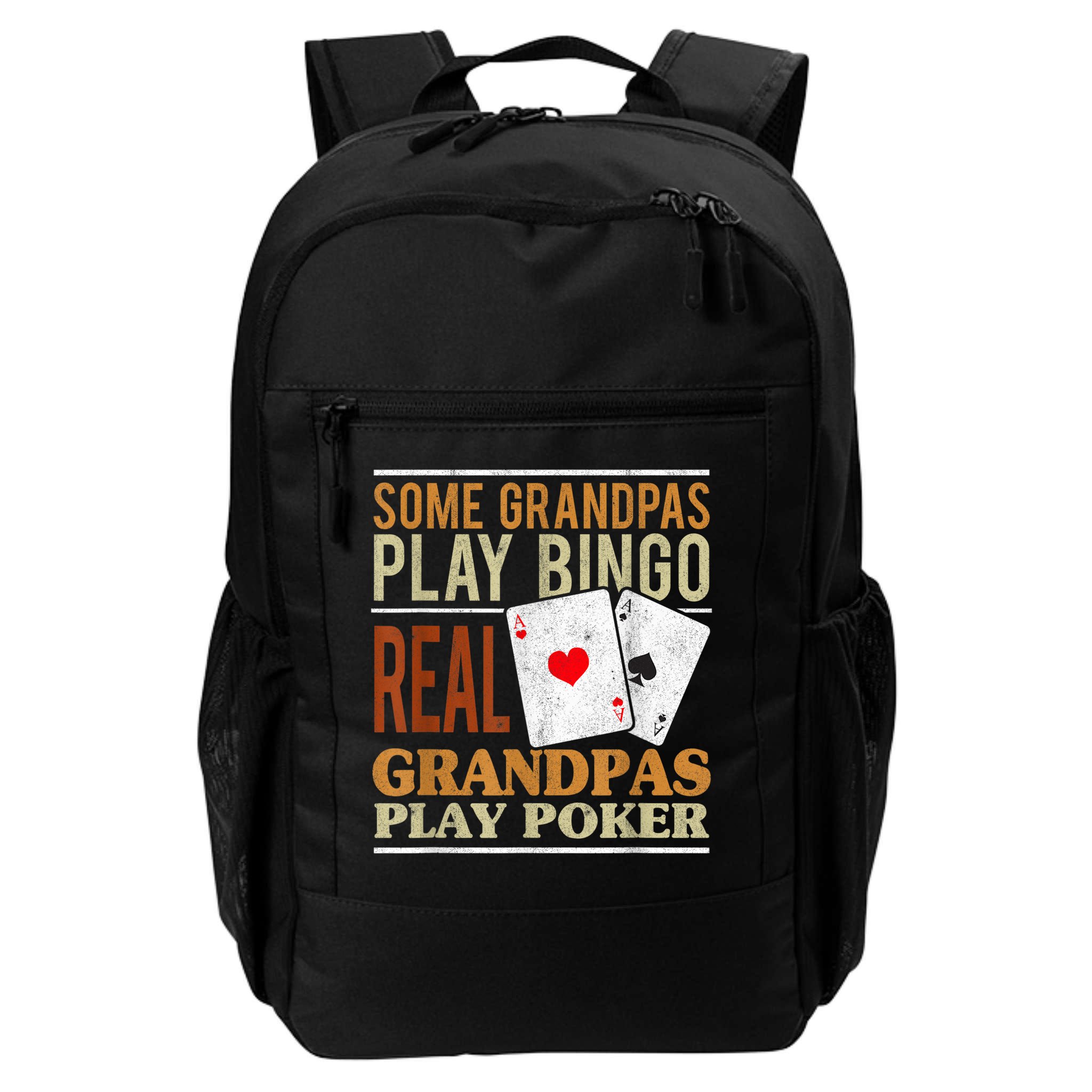 Mens Poker Texas Holdem Real Grandpas Play Poker Funny Granddad Backpack