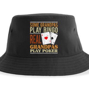 Mens Poker Texas Holdem Real Grandpas Play Poker Funny Granddad Sustainable Bucket Hat