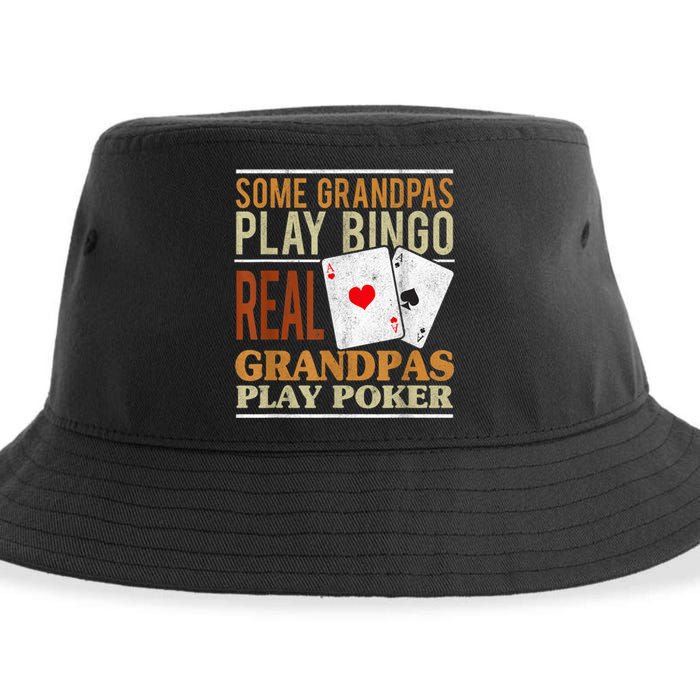 Mens Poker Texas Holdem Real Grandpas Play Poker Funny Granddad Sustainable Bucket Hat