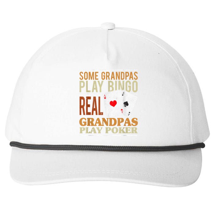 Mens Poker Texas Holdem Real Grandpas Play Poker Funny Granddad Snapback Five-Panel Rope Hat