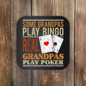 Mens Poker Texas Holdem Real Grandpas Play Poker Funny Granddad Coaster