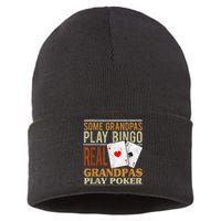 Mens Poker Texas Holdem Real Grandpas Play Poker Funny Granddad Sustainable Knit Beanie