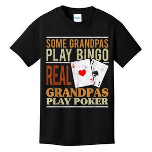 Mens Poker Texas Holdem Real Grandpas Play Poker Funny Granddad Kids T-Shirt