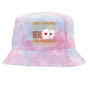 Mens Poker Texas Holdem Real Grandpas Play Poker Funny Granddad Tie-Dyed Bucket Hat