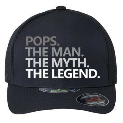 Mens POPS THE MAN THE MYTH THE LEGEND Father's Day Gift Flexfit Unipanel Trucker Cap