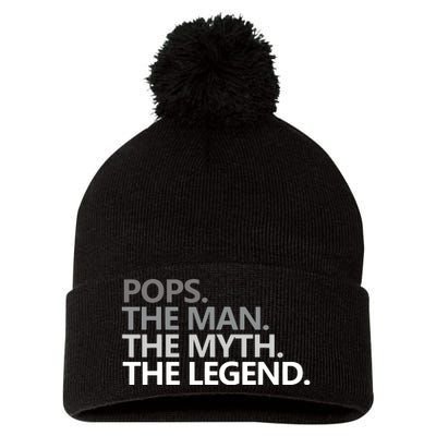 Mens POPS THE MAN THE MYTH THE LEGEND Father's Day Gift Pom Pom 12in Knit Beanie