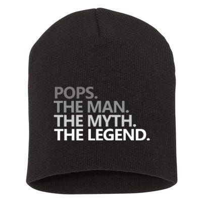 Mens POPS THE MAN THE MYTH THE LEGEND Father's Day Gift Short Acrylic Beanie