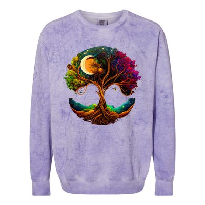 Moon Phases Tree Of Life Colorblast Crewneck Sweatshirt