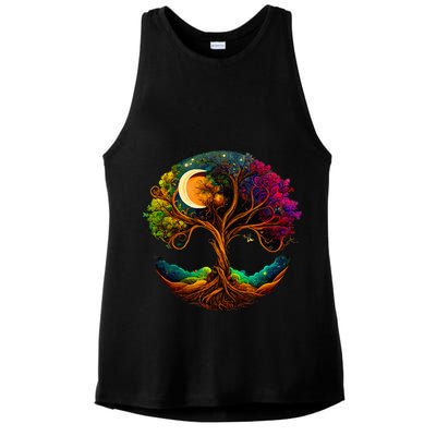 Moon Phases Tree Of Life Ladies PosiCharge Tri-Blend Wicking Tank