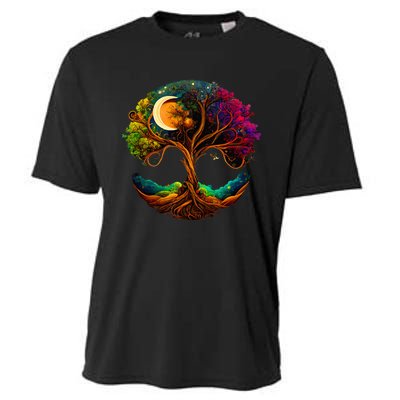 Moon Phases Tree Of Life Cooling Performance Crew T-Shirt